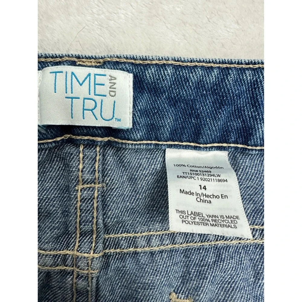 Time and Tru Womens High Rise Cut Off Denim Shorts Light Wash‎ Blue Size 14